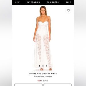 For Love & Lemons Lorena Maxi Dress Bridal Honeymoon Size Small